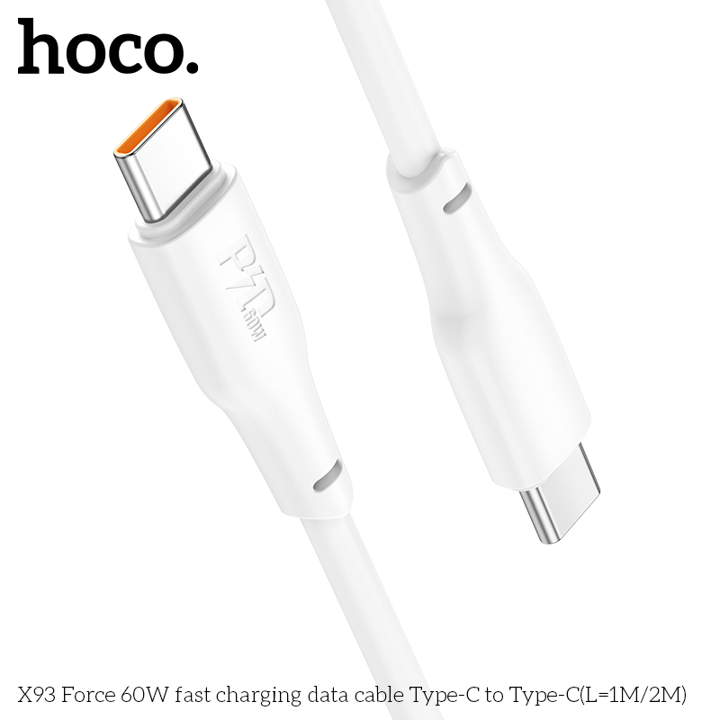 Cáp Sạc Nhanh Hoco X93 Force 60W Type-C Đến Type-C Dây Dài 1M Cáp Sạc Nhanh Hoco X93 Force 60W Type-C Đến Type-C Dây Dài 1M