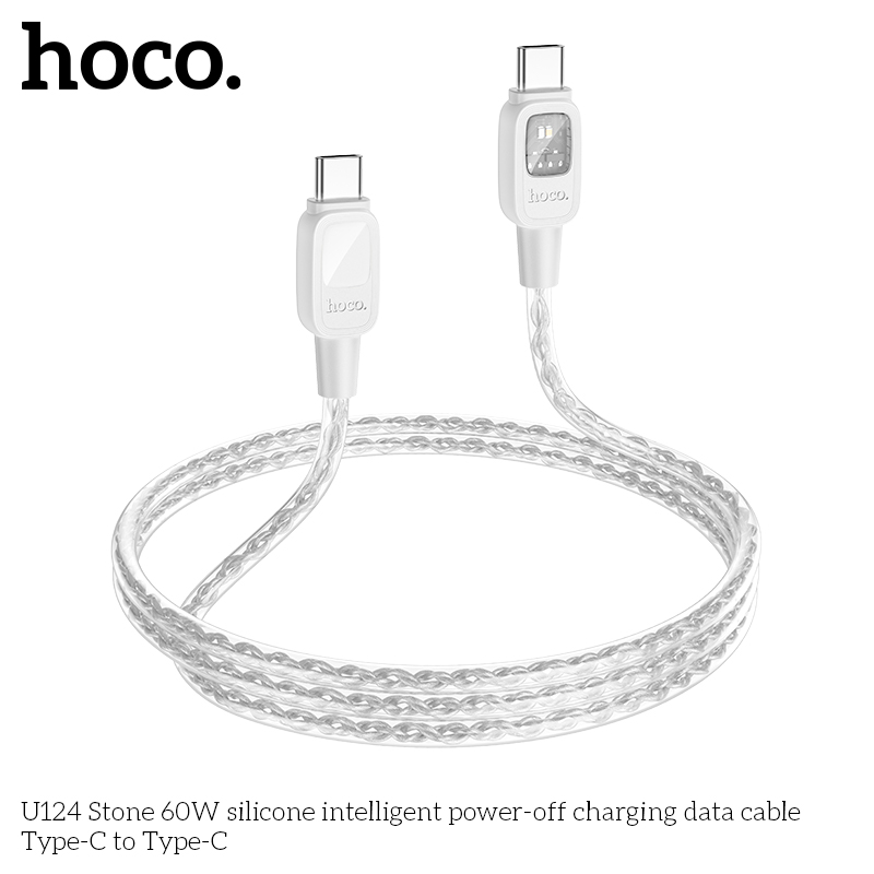 Cáp Dữ Liệu Sạc Tắt Nguồn Thông Minh Silicone Hoco U124 Type C To Type C 60W Cáp Dữ Liệu Sạc Tắt Nguồn Thông Minh Silicone Hoco U124 Type C To Type C 60W