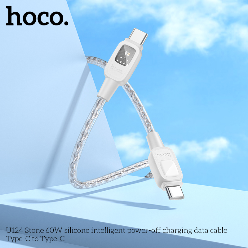 Cáp Dữ Liệu Sạc Tắt Nguồn Thông Minh Silicone Hoco U124 Type C To Type C 60W Cáp Dữ Liệu Sạc Tắt Nguồn Thông Minh Silicone Hoco U124 Type C To Type C 60W
