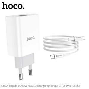 Bộ Sạc Nhanh Hoco C80A Type C To Type-C Pd20W Qc3.0 2 Cổng Sạc Usb Và Type-C