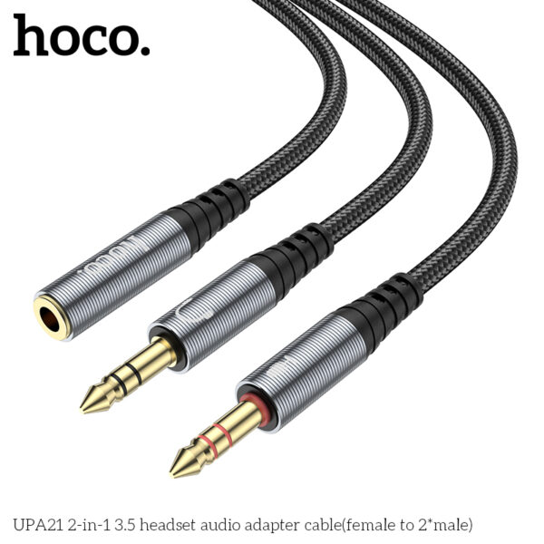 Cáp Chuyển Đổi Âm Thanh Tai Nghe 2 Trong 1 Upa21 Jack 3.5 Audio Dây Dù Dài 25Cm