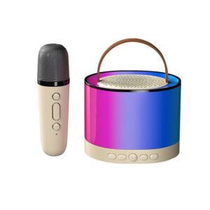 Loa Karaoke Bluetooth Mini Có Led Đổi Màu K52 Kèm 2 Mic