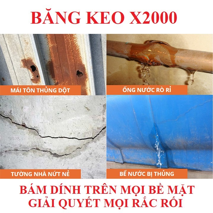 Băng Keo Chống Thấm X2000 Chắc Chắn, Chống Thấm Dột, Dán Tường, Dán Mái Tôn 20Cm X 5M Băng Keo Chống Thấm X2000 Chắc Chắn, Chống Thấm Dột, Dán Tường, Dán Mái Tôn 20Cm X 5M