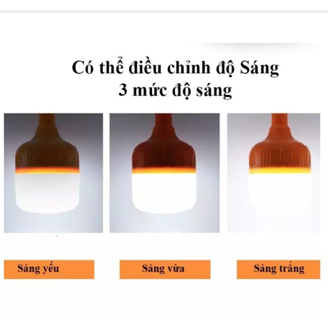Bóng Đèn Buld Tích Điện Pin Sạc 50W Siêu Sáng Có Móc Treo