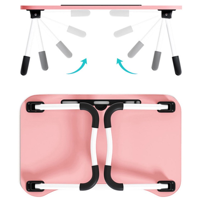 Bàn Học Gấp Gọn Hình Thú Có Khe Cắm Điện Thoại Và Khay Ly, Ngăn Kéo Rút