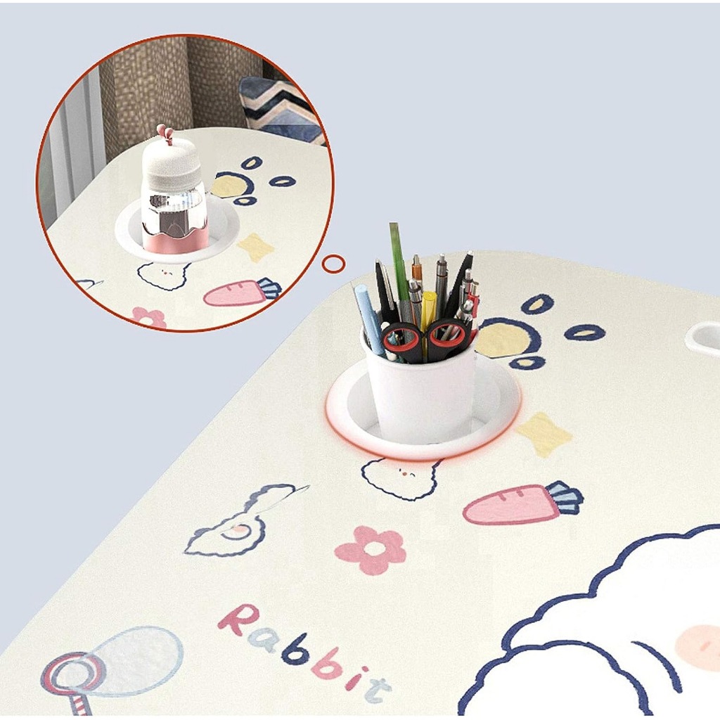 Bàn Học Gấp Gọn Hình Thú Có Khe Cắm Điện Thoại Và Khay Ly, Ngăn Kéo Rút