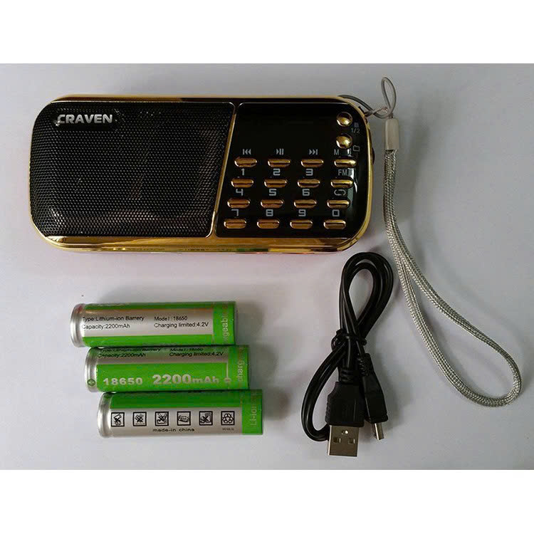 Loa Nghe Nhạc Usb ,fm, Thẻ Nhớ Craven Cr-853 , Tặng Kèm 3 Pin