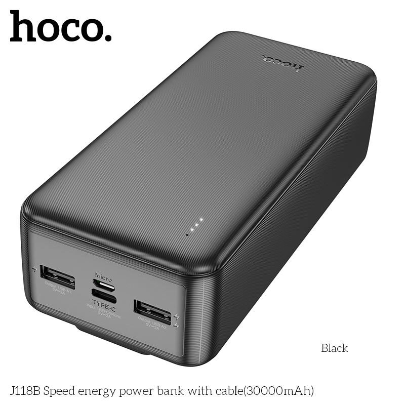Sạc Dự Phòng Hoco J118B Có Cáp (30000Mah) Sạc Dự Phòng Hoco J118B Có Cáp (30000Mah)