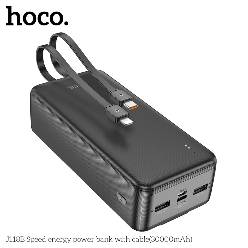 Sạc Dự Phòng Hoco J118B Có Cáp (30000Mah) Sạc Dự Phòng Hoco J118B Có Cáp (30000Mah)