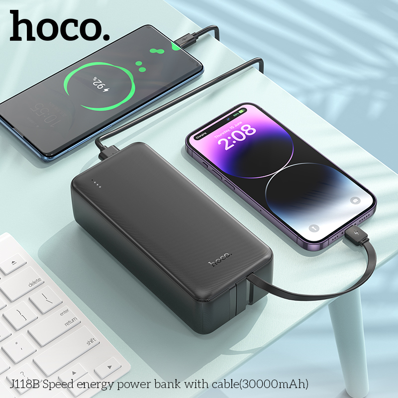 Sạc Dự Phòng Hoco J118B Có Cáp (30000Mah) Sạc Dự Phòng Hoco J118B Có Cáp (30000Mah)