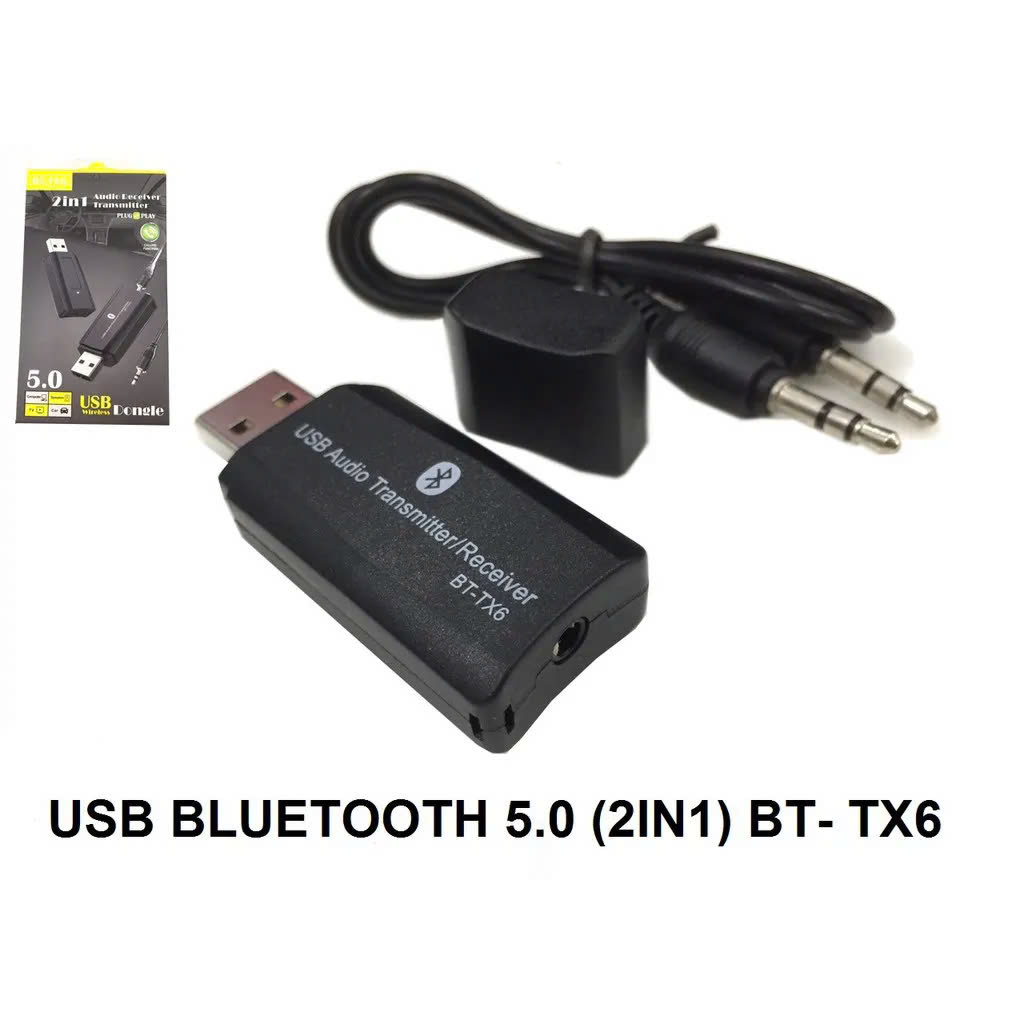 Usb Dongle Bluetooth 5.0 Bt-Tx6  2In1 Thiết Bị Thu Phát Bluetooth Âm Thanh Không Dây Dùng Cho Tai Nghe, Âm Ly,ô Tô