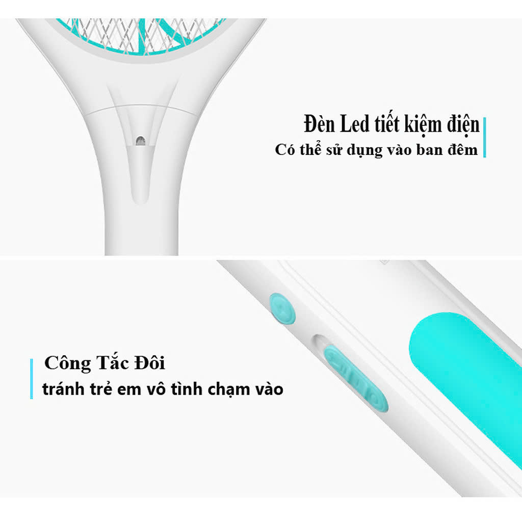Vợt Muỗi Cao Cấp Sạc Điện Bằng Cáp Usb 48X19.5Cm Thông Minh Có Đèn Led