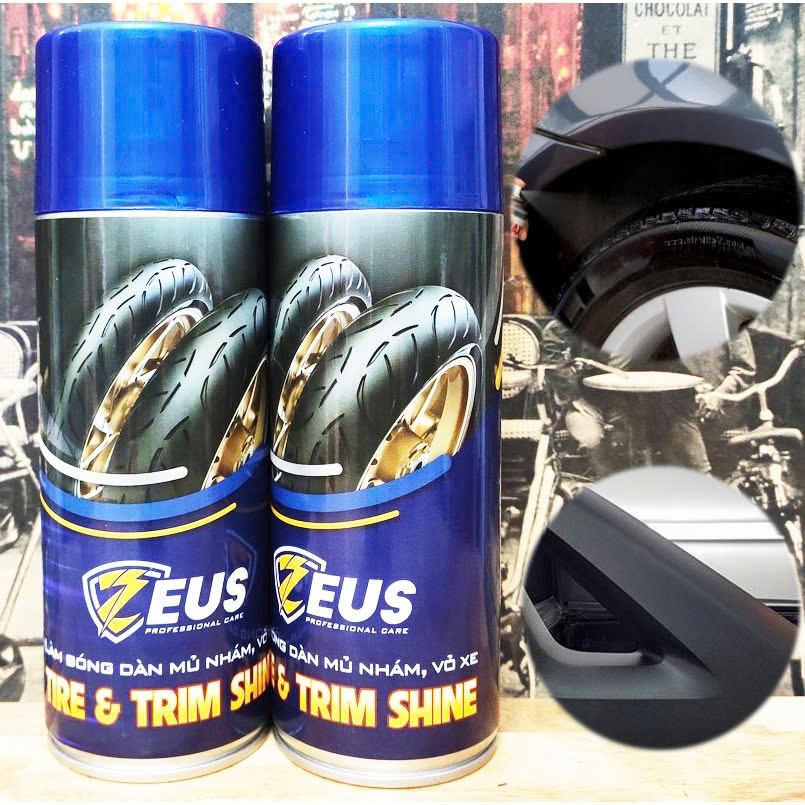 Chai Làm Bóng Nhựa Nhám, Vỏ Xe Zeus Tire & Trim Shine 400Ml