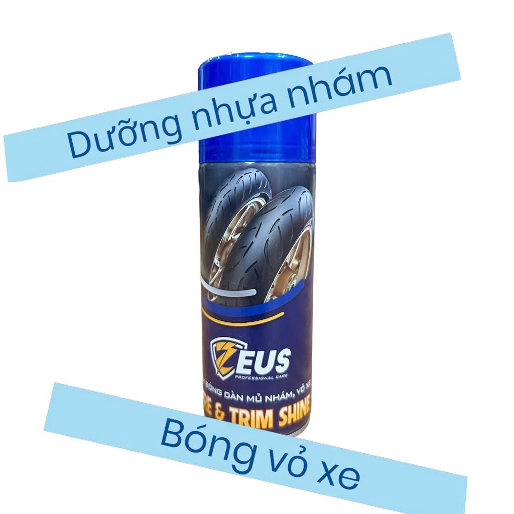 Chai Làm Bóng Nhựa Nhám, Vỏ Xe Zeus Tire & Trim Shine 400Ml