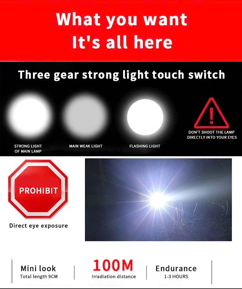 Đèn Pin Led Mini 3 Chế Độ Kiểu Ống Lồng Cầm Tay Sạc Usb Chống Nước Siêu Sáng Chiếu Tập Trung/ Tầm Xa Tiện Lợi Đèn Pin Led Mini 3 Chế Độ Kiểu Ống Lồng Cầm Tay Sạc Usb Chống Nước Siêu Sáng Chiếu Tập Trung/ Tầm Xa Tiện Lợi