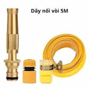 Bộ Dây Vòi Tăng Áp 5M Màu Vàng Kèm Đầu Ống Đồng Tăng Áp