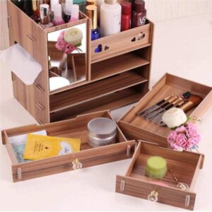Hộp Đựng Mỹ Phẩm 4 Ngăn Có Gương 28Cm