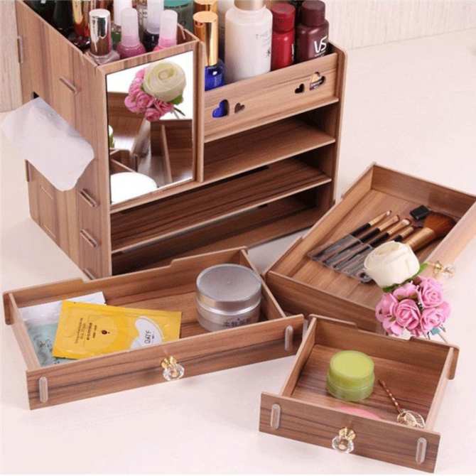 Hộp Đựng Mỹ Phẩm 4 Ngăn Có Gương Hộp Đựng Mỹ Phẩm 4 Ngăn Có Gương