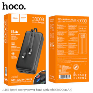 Sạc Dự Phòng Hoco J118B 30000Mah 2 Cổng Sạc Usb, Cáp Sạc 2 Dây Chân Type-C Và Ip