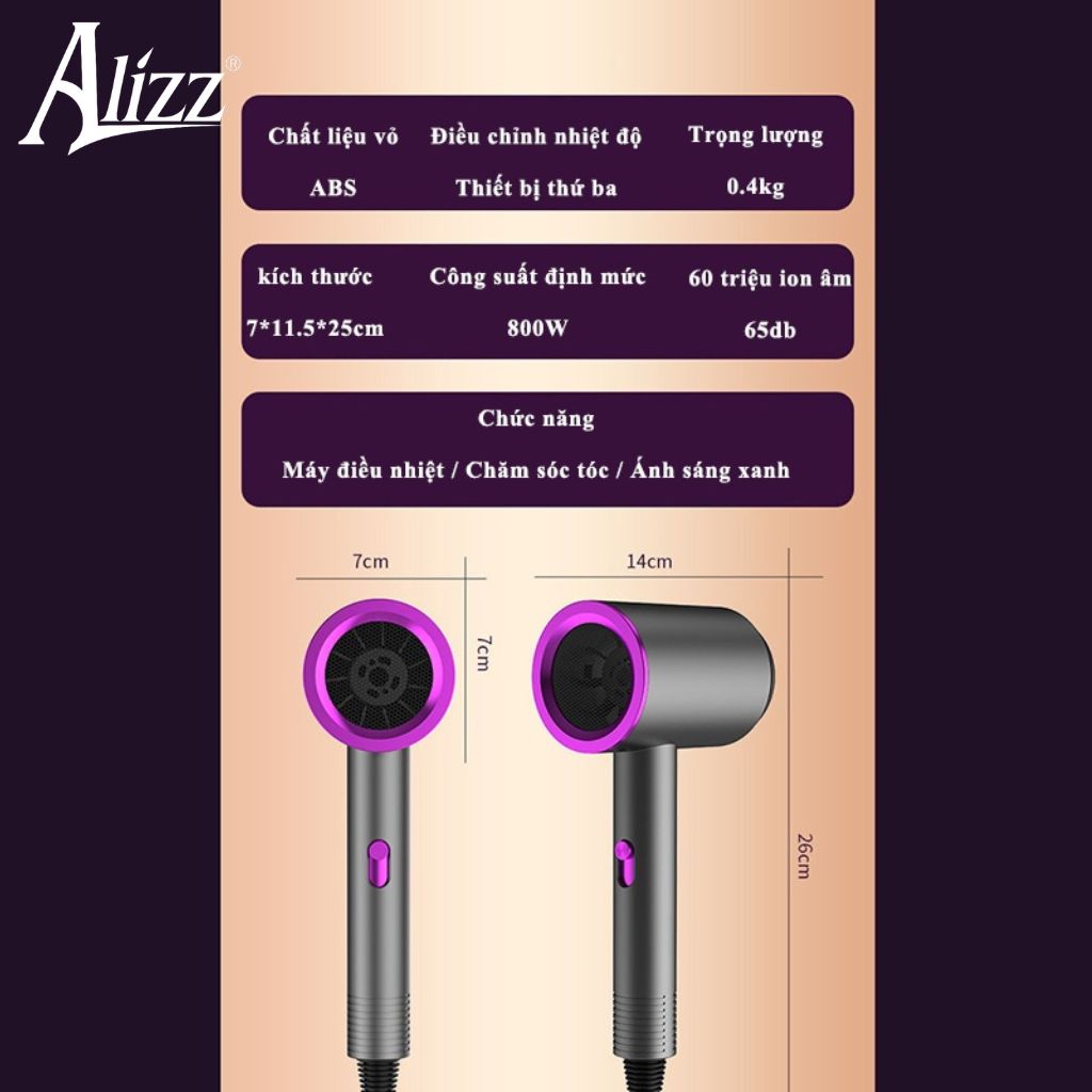 Máy Sấy Tóc 2 Chiều Nóng Lạnh 800W Alizz Al-13555 Máy Sấy Tóc 2 Chiều Nóng Lạnh 800W Alizz Al-13555