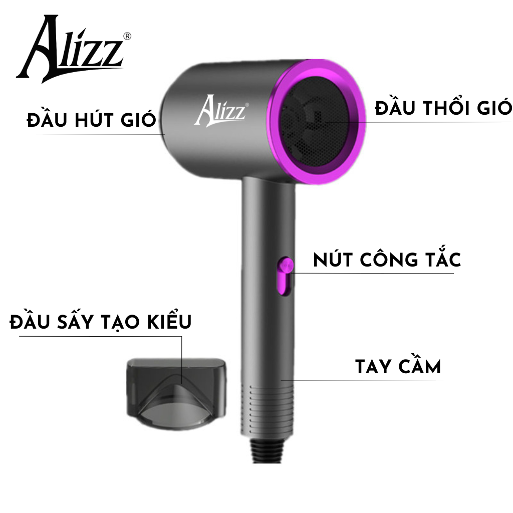 Máy Sấy Tóc 2 Chiều Nóng Lạnh 800W Alizz Al-13555 Máy Sấy Tóc 2 Chiều Nóng Lạnh 800W Alizz Al-13555