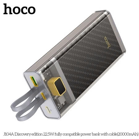 Pin Sạc Dự Phòng Hoco J104A Có Màn Hình Led 20000Mah Sạc Nhanh 22.5W Pd Typec 20W Kèm 2 Cáp Sạc Typec-Lightning Pin Sạc Dự Phòng Hoco J104A Có Màn Hình Led 20000Mah Sạc Nhanh 22.5W Pd Typec 20W Kèm 2 Cáp Sạc Typec-Lightning