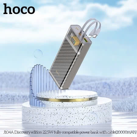Pin Sạc Dự Phòng Hoco J104A Có Màn Hình Led 20000Mah Sạc Nhanh 22.5W Pd Typec 20W Kèm 2 Cáp Sạc Typec-Lightning Pin Sạc Dự Phòng Hoco J104A Có Màn Hình Led 20000Mah Sạc Nhanh 22.5W Pd Typec 20W Kèm 2 Cáp Sạc Typec-Lightning