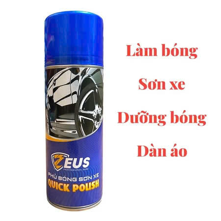 Chai Xịt Phủ Bóng Sơn Xe Zeus Quick Polish 400Ml Cho Xe Máy, Oto Tăng Độ Bóng Sơn Chai Xịt Phủ Bóng Sơn Xe Zeus Quick Polish 400Ml Cho Xe Máy, Oto Tăng Độ Bóng Sơn