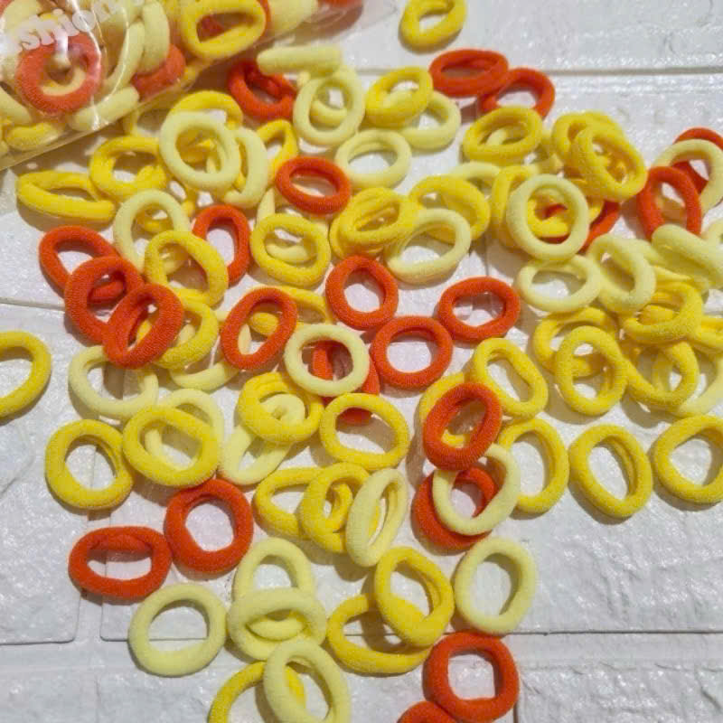 Túi Chun Cột Tóc Vải Mix Màu Kèm Túi Rút Gấu Nâu Xinh Xắn Cho Bé Gái