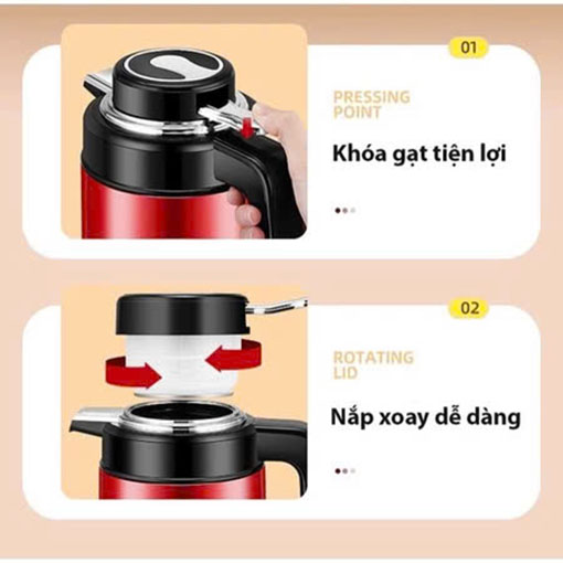 Ấm Siêu Tốc Gugkdd Gd-St21 Tự Ngắt Khi Sôi Đa Năng 2 Trong 1 Dung Tích 3L Giữ Nhiệt,giữ Ấm