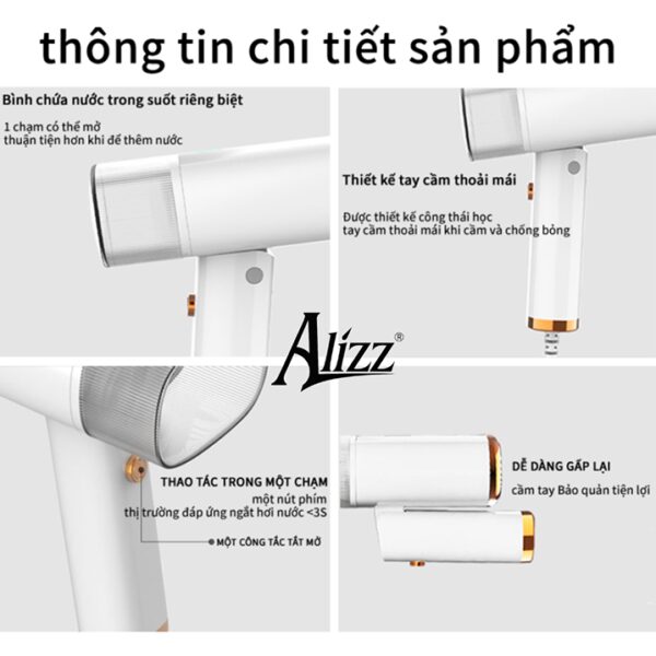 Bàn Ủi Hơi Nước Cầm Tay Gấp Gọn 1000W Alizz Al-13551