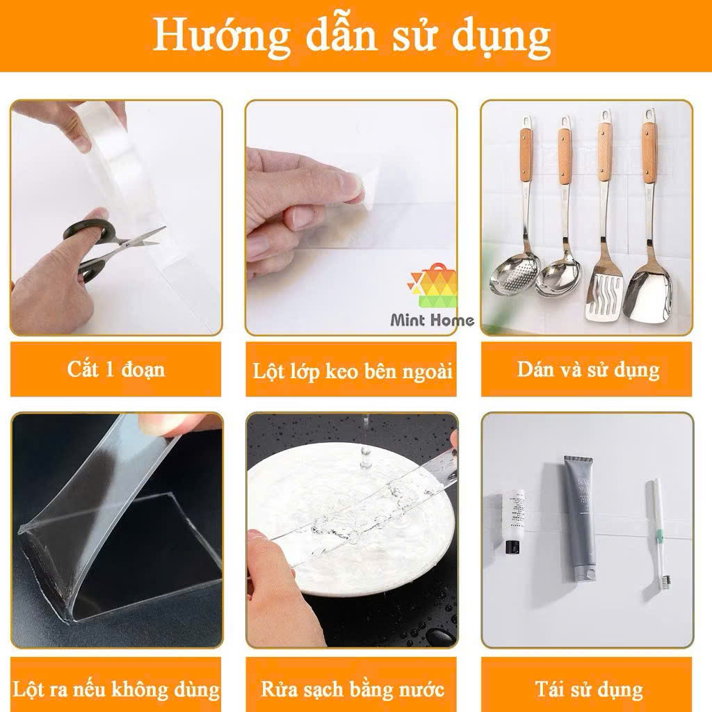 Băng Dính Dán Nano 2 Mặt Bản Nhỏ Loại 5M Tiện Dụng