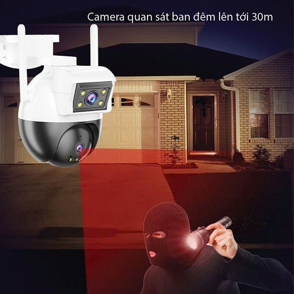 Camera Ip Yoosee 2 Ống Kính Qpt201 12.0Mpx (Xoay Ngoài Trời, Đàm Thoại 2 Chiều, Có Màu Ban Đêm)