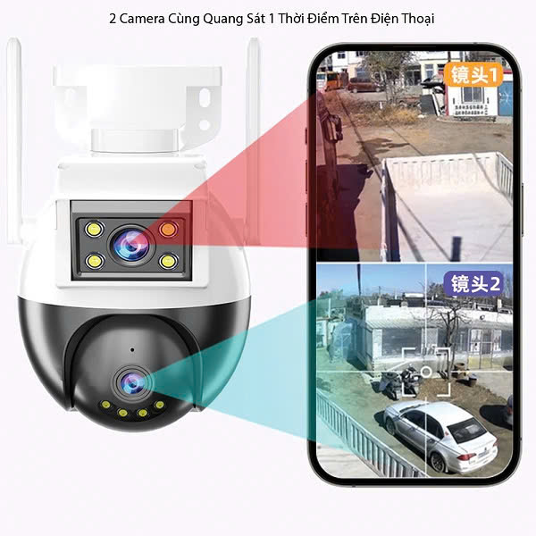 Camera Ip Yoosee 2 Ống Kính Qpt201 12.0Mpx (Xoay Ngoài Trời, Đàm Thoại 2 Chiều, Có Màu Ban Đêm)