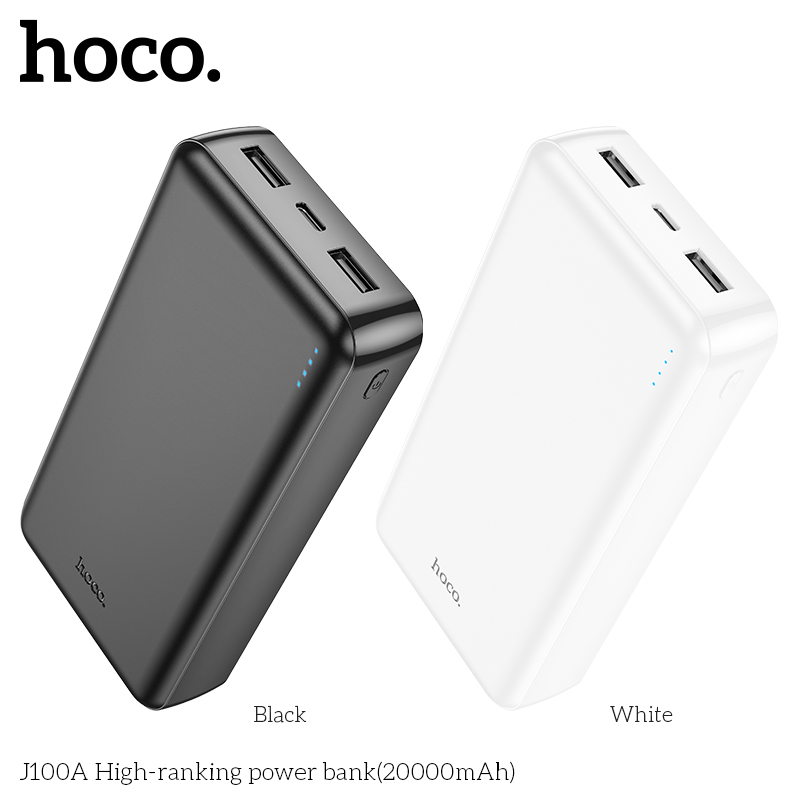 Pin Sạc Dự Phòng Hoco J100A 20000Mah Với 2 Cổng Input 2 Cổng Output Max 2.1A Và Đèn Led Báo Dung Lượng Sạc
