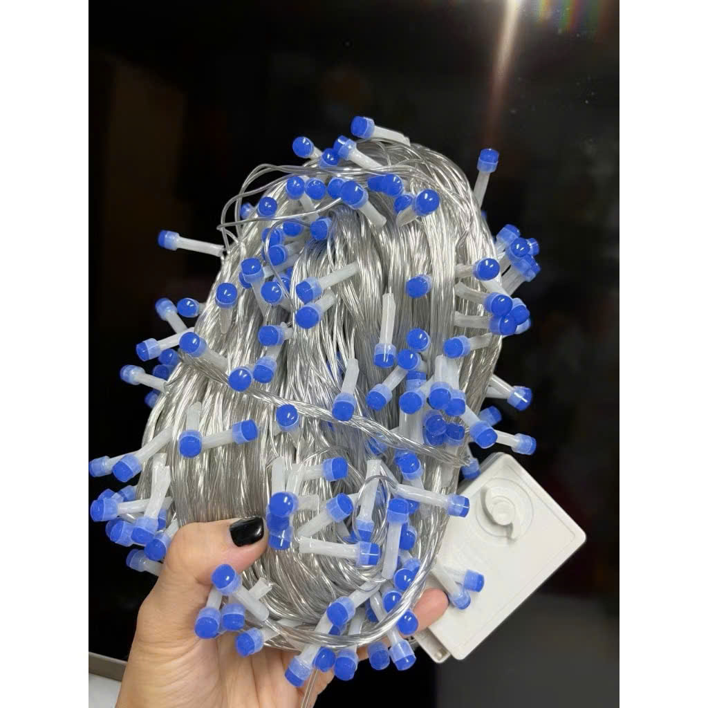 Dây Đèn Dp Xanh Dương Dài 80M Bóng Lớn V8 Có Box & Đầu Nối