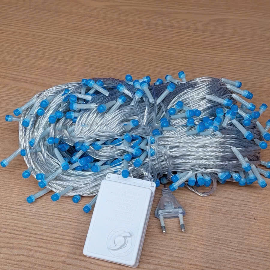 Dây Đèn Dp Xanh Dương Dài 80M Bóng Lớn V8 Có Box & Đầu Nối