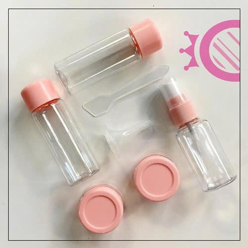 Bộ Chiết Mỹ Phẩm 5 Món Du Lịch Đa Năng Nhỏ Gọn Bằng Silicon Dẻo Trong Suốt