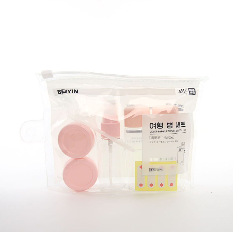 Bộ Chiết Mỹ Phẩm 5 Món Du Lịch Đa Năng Nhỏ Gọn Bằng Silicon Dẻo Trong Suốt