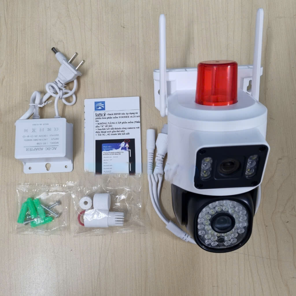 Camera Wifi 9Mpx Yoosee Qpt366-B Có Đèn Báo Động Đỏ Và 2 Ống Kính 2 Khung Hình