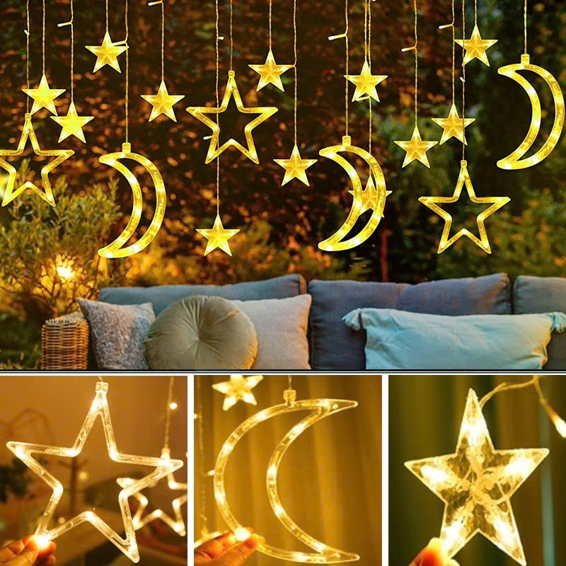 Dây Đèn 3 Trăng + 3 Sao Lớn + 5 Sao Nhỏ Ánh Sáng Vàng Dây Đèn 3 Trăng + 3 Sao Lớn + 5 Sao Nhỏ Ánh Sáng Vàng