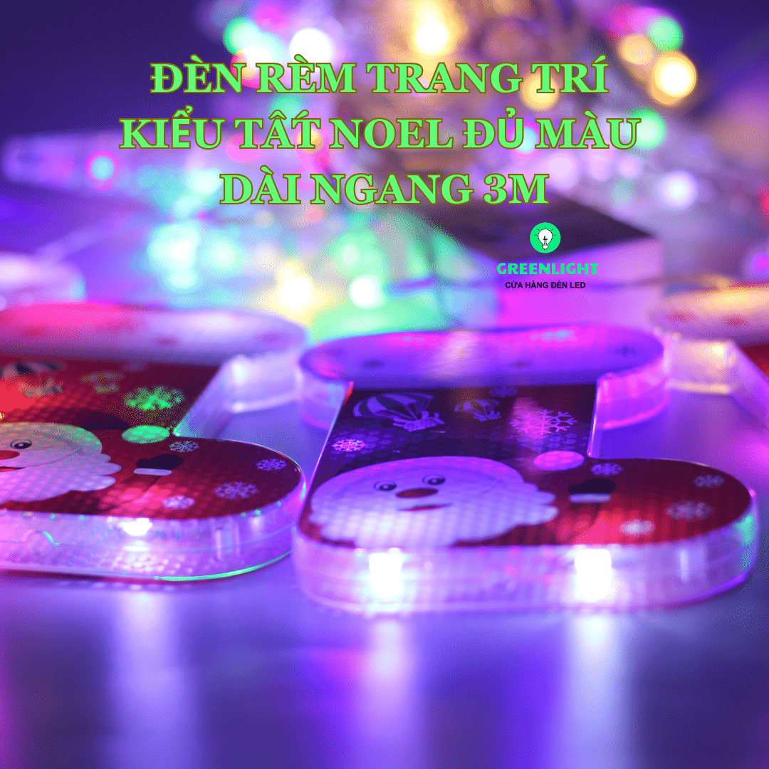 Dây Đèn 5 Tất Vớ Noel + 5 Sao Nhỏ Sáng 7 Màu