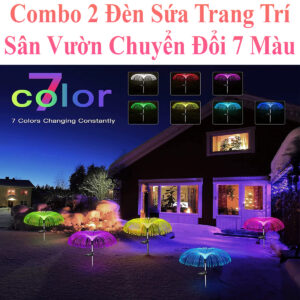 Combo 2 Đèn Sứa Trang Trí Sân Vườn Chuyển Đổi 7 Màu Dùng Năng Lượng Mặt Trời Chống Thấm Nước