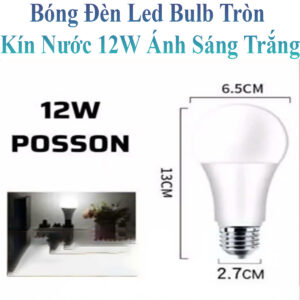 Bóng Đèn Led Bulb Tròn Tiết Kiệm Điện Kín Chống Nước 12W Ánh Sáng Trắng