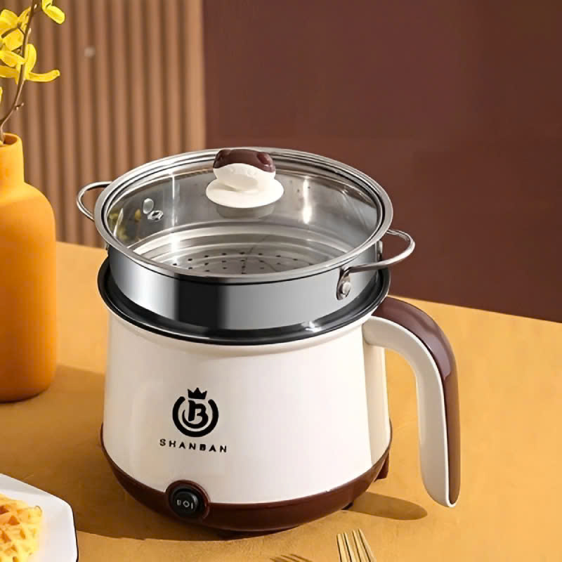 Ca Nấu Mì Mini Đa Năng 2 Tầng Shanban Chữ B: 2 Nấc Nhiệt Kèm Hấp Inox Ca Nấu Mì Mini Đa Năng 2 Tầng Shanban Chữ B: 2 Nấc Nhiệt Kèm Hấp Inox