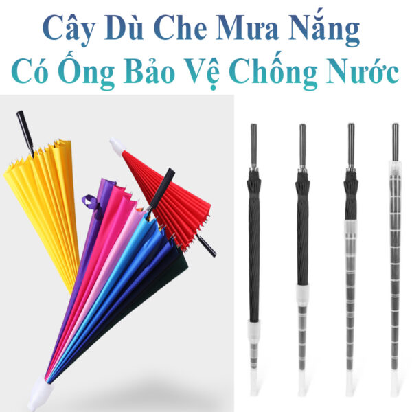 Cây Dù Che Mưa Nắng Có Ống Bảo Vệ Bằng Nhựa Chống Nước